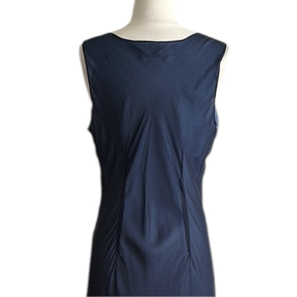 EXPRESS Vintage Y2K Sheer Silk MIDI Dress Babydoll Blue Cocktail Attire 13/14 - Picture 8 of 15